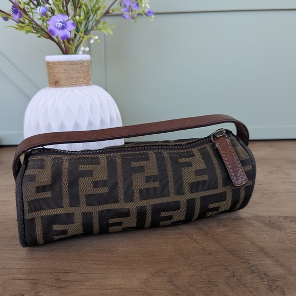 Fendi Zucca Canvas Mini Baguette Wristlet - Brown/Black - Picture 4 of 16